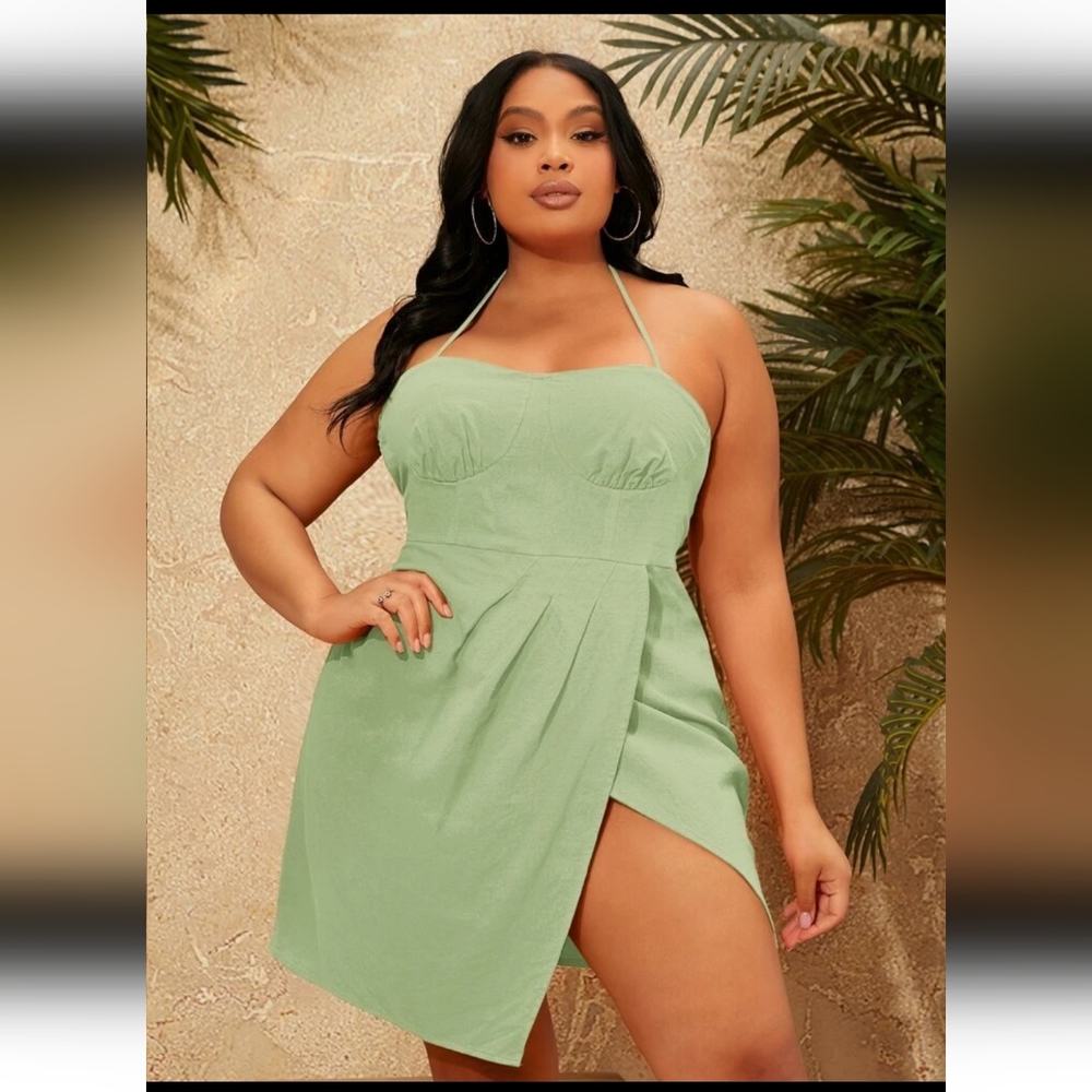 SHEIN SXY Plus Wrap Hem Backless Cami Dress